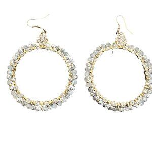 𝅺gold Sparkly Hoop Dangly Crystal Earrings